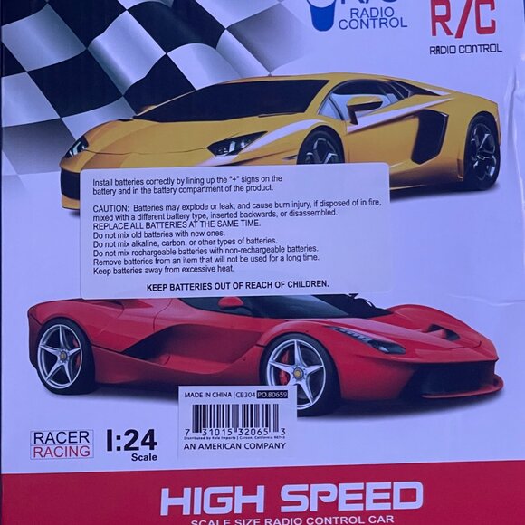 1:24 Scale High Speed Yellow RC Sports Car with Remote Control – 27MHz Radio Con - Picture 2 of 3